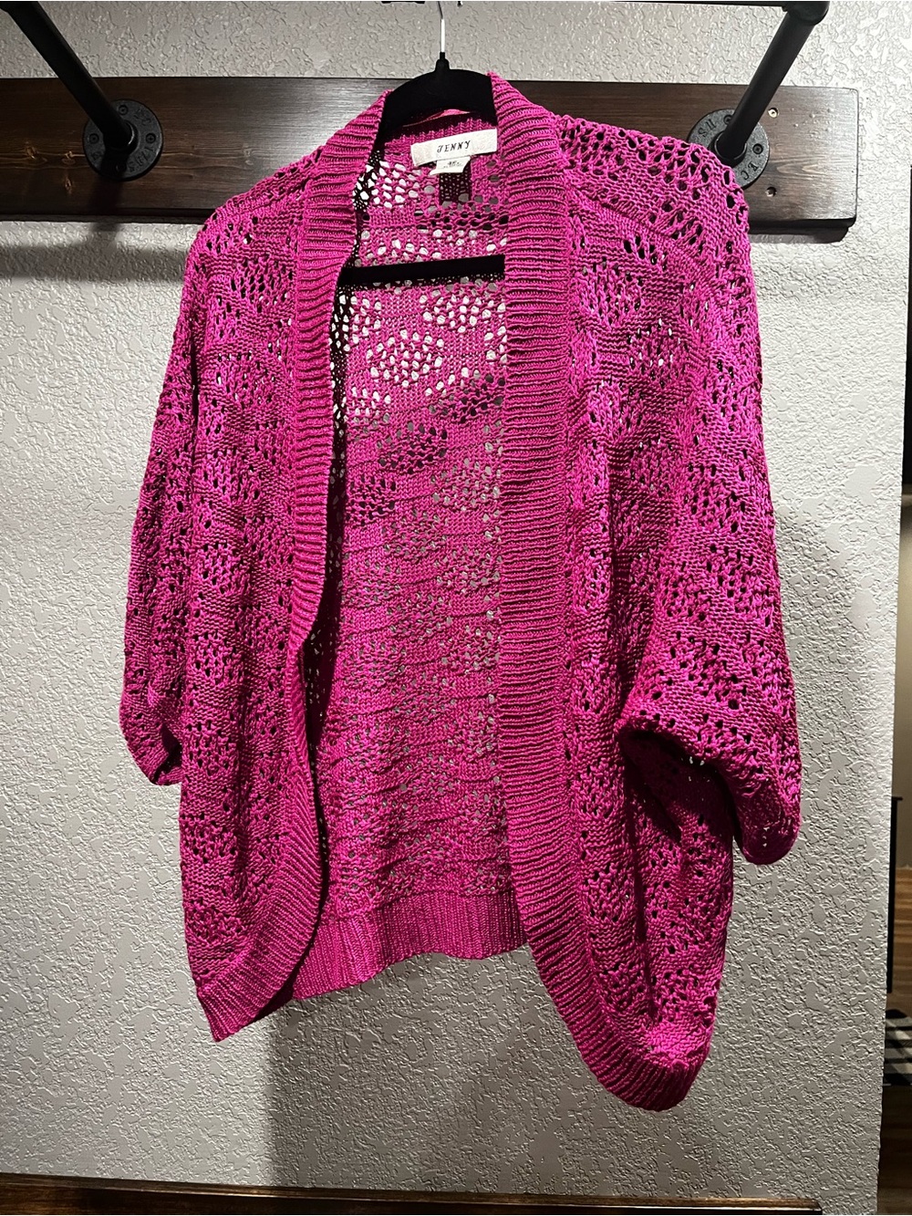 Open-Weave Magenta Cardigan Sweater by Jenny